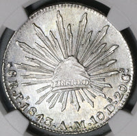 1843-Pi AM NGC MS 63 Mexico 8 Reales Scarce Potosi Mint State Silver Coin POP 2/0 (20071204C)