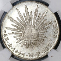 1844-Mo NGC MS 63 MEXICO 8 Reales Lustrous Silver Crown Coin (20052302C)