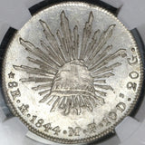 1844-Mo NGC MS 63 MEXICO 8 Reales Lustrous Silver Crown Coin (20052302C)