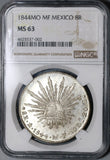 1844-Mo NGC MS 63 MEXICO 8 Reales Lustrous Silver Crown Coin (20052302C)