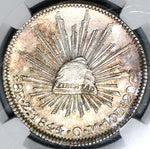 1844-Zs NGC UNC Det Mexico 8 Reales Scarce Cap & Rays Silver Coin (19110401C)