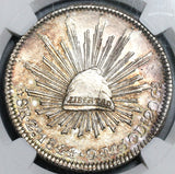 1844-Zs NGC UNC Det Mexico 8 Reales Scarce Cap & Rays Silver Coin (19110401C)