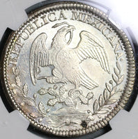 1844-Zs NGC UNC Det Mexico 8 Reales Scarce Cap & Rays Silver Coin (19110401C)