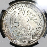 1844-Zs NGC UNC Det Mexico 8 Reales Scarce Cap & Rays Silver Coin (19110401C)