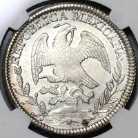 1844-Zs NGC UNC Det Mexico 8 Reales Scarce Cap & Rays Silver Coin (19110401C)