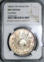 1844-Zs NGC UNC Det Mexico 8 Reales Scarce Cap & Rays Silver Coin (19110401C)