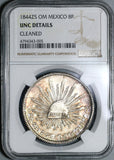 1844-Zs NGC UNC Det Mexico 8 Reales Scarce Cap & Rays Silver Coin (19110401C)