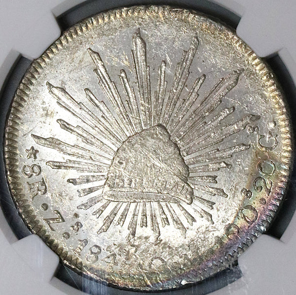 1845-Zs NGC MS 60 Mexico 8 Reales Zacatecas Rare Mint State Silver Coin (23012603C)