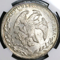 1845-Zs NGC MS 60 Mexico 8 Reales Zacatecas Rare Mint State Silver Coin (23012603C)