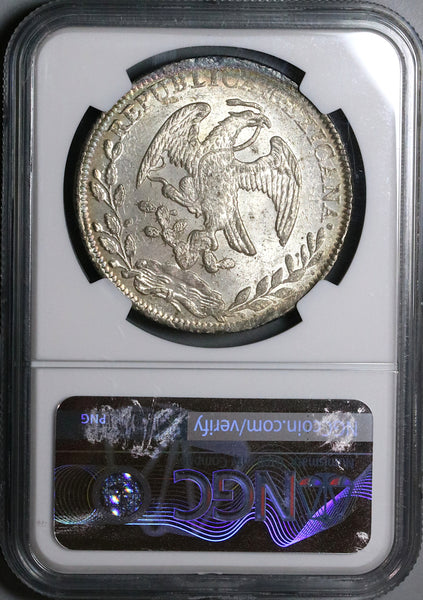 1845-Zs NGC MS 60 Mexico 8 Reales Zacatecas Rare Mint State Silver