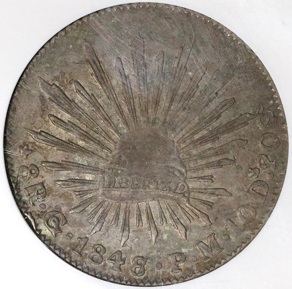 1848/7-Go NGC XF 45 Mexico 8 Reales Guanajuato Rare Overdate