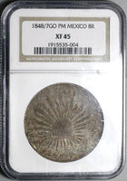 1848/7-Go NGC XF 45 Mexico 8 Reales Guanajuato Rare Overdate Silver Coin POP 1/2 (21121101D)