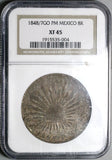 1848/7-Go NGC XF 45 Mexico 8 Reales Guanajuato Rare Overdate Silver Coin POP 1/2 (21121101D)