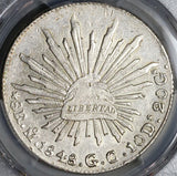 1848-Mo GC PCGS AU Mexico 8 Reales Cap Rays Rare Silver Dollar Coin (22080404C)