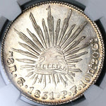 1851/0-Go NGC AU 58 Mexico 8 Reales Guanajuato Very Rare Silver Coin POP 1/1 (22080903C)