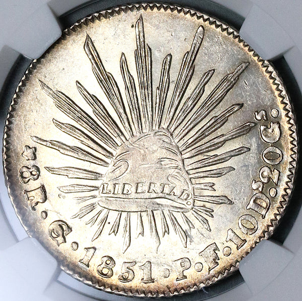 1851/0-Go NGC AU 58 Mexico 8 Reales Guanajuato Very Rare Silver Coin POP 1/1 (22080903C)