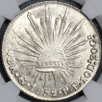 1852-Go NGC MS 62 MEXICO Silver 8 Reales Guanajuato Coin POP 3/3 (18060502C)