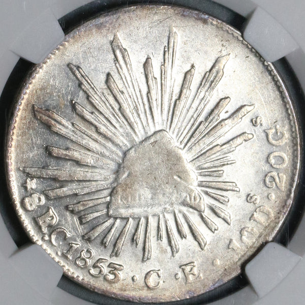 1853-C NGC AU 58 Mexico Silver 8 Reales Culiacan Mexican Cap Coin (21081301C)
