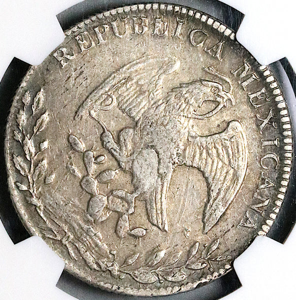 1853/43-Ca NGC XF Mexico 8 Reales Chihuahua Cap Rays Silver Coin