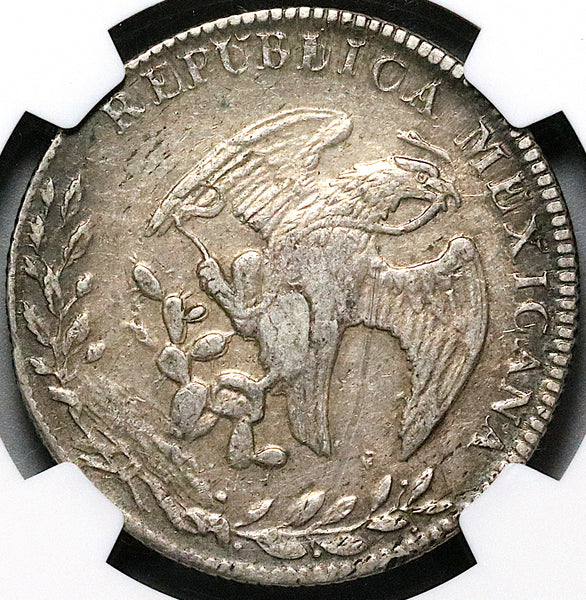 1853/43-Ca NGC XF Mexico 8 Reales Chihuahua Cap Rays Silver Coin