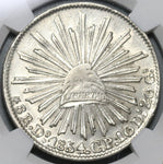 1854/4-Do NGC AU 58 Mexico 8 Reales Durango Mint Rare Silver Coin (21032302C)