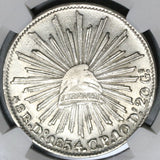 1854/4-Do NGC AU 58 Mexico 8 Reales Durango Mint Rare Silver Coin (21032302C)