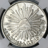 1854/4-Do NGC AU 58 Mexico 8 Reales Durango Mint Rare Silver Coin (21032302C)