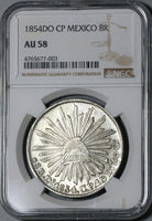1854/4-Do NGC AU 58 Mexico 8 Reales Durango Mint Rare Silver Coin (21032302C)