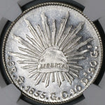 1855-Mo NGC MS 63 Star Mexico 8 Reales Mint State Silver Coin (21110701C)