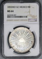 1855-Mo NGC MS 64 Mexico 8 Reales Silver Coin POP 4/1 (19031701C)