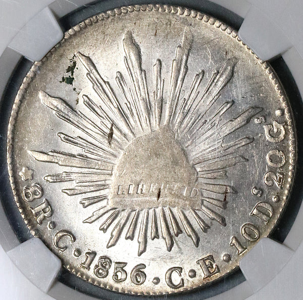 1856-C NGC AU 58 Mexico Silver 8 Reales Culiacan Mint Scarce Coin (21111803C)