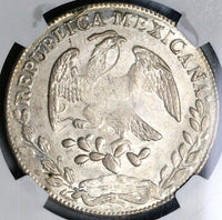 1856-C NGC AU 58 Mexico Silver 8 Reales Culiacan Mint Scarce Coin (21111803C)