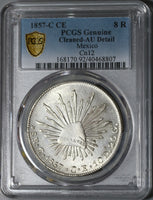 1857-C PCGS AU Mexico 8 Reales Culiacan Mint Scarce Silver Coin (20101704C)