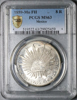 1859-Mo FH PCGS MS 63 Mexico 8 Reales Mint State Near PL Silver Coin (21112101D)