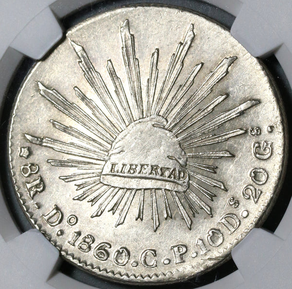 1860-Do NGC MS 62 Mexico 8 Reales Durango Mint Scarce Silver Coin (20050901C)