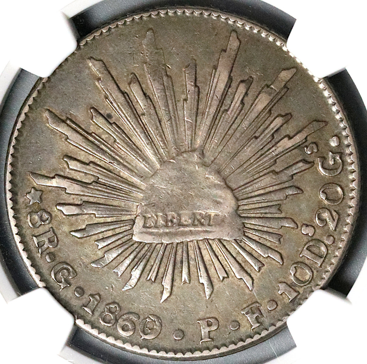 1860/59-Go NGC XF 40 Mexico 8 Reales Guanajuato Overdate