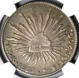 1860/59-Go NGC XF 40 Mexico 8 Reales Guanajuato Overdate Silver Coin (22070601C)