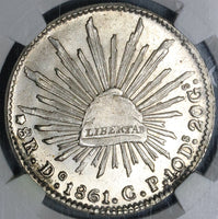 1861-Do NGC MS 64 Mexico 8 Reales Durango Mint Rare Silver Coin (21110402C)