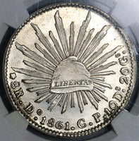 1861-Do NGC MS 64 Mexico 8 Reales Durango Mint Rare Silver Coin (21110402C)