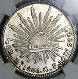 1861-Do NGC MS 64 Mexico 8 Reales Durango Mint Rare Silver Coin (21110402C)