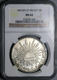 1861-Do NGC MS 64 Mexico 8 Reales Durango Mint Rare Silver Coin (21110402C)