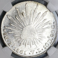 1861/0-Zs NGC MS 61 Mexico 8 Reales Zacatecas Overdate Mint State Silver Coin (22102503C)