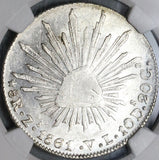 1861/0-Zs NGC MS 61 Mexico 8 Reales Zacatecas Overdate Mint State Silver Coin (22102503C)