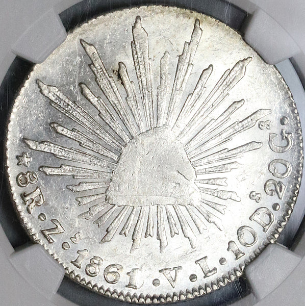 1861/0-Zs NGC MS 61 Mexico 8 Reales Zacatecas Overdate Mint State