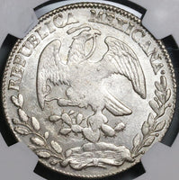 1861/0-Zs NGC MS 61 Mexico 8 Reales Zacatecas Overdate Mint State Silver Coin (22102503C)