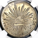 1862-C NGC MS 63 MEXICO 8 Reales Culiacan Mint Scarce Silver Coin POP 3/0 (18072301C)
