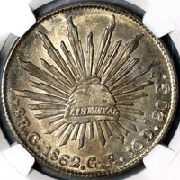 1862-C NGC MS 63 MEXICO 8 Reales Culiacan Mint Scarce Silver Coin POP 3/0 (18072301C)