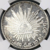 1862-Mo NGC MS 63 Mexico 8 reales Near PL Silver Mint State Coin (19060202C)