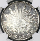1862-Mo NGC MS 63 Mexico 8 reales Near PL Silver Mint State Coin (19060202C)