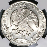 1863-Go NGC MS 62 Mexico 8 Reales Guanajuato Cap Rays Silver Coin (23031201D)